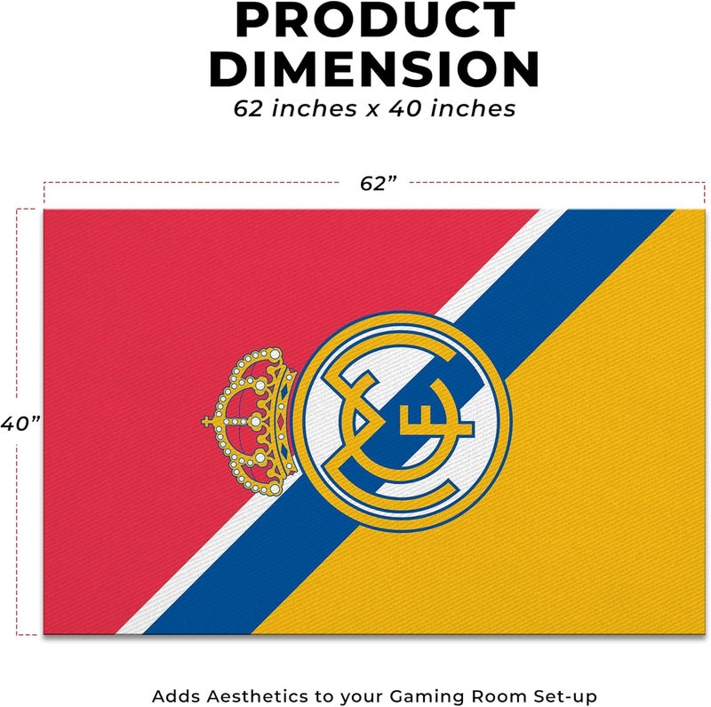 DreamController Real Madriid Custom Rugs for Gamer Room (62x40inch)| Playroom Carpets Inspired by Games & Anime Decor for Gamers | Gamer Room Decor for Kids Teen Anti-Slip Gaming Mat - Image 2